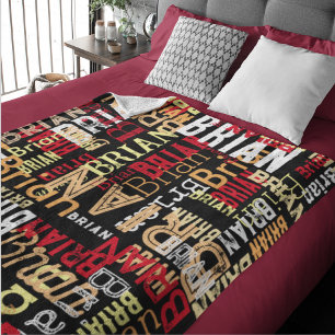 Grunge Distressed Aged Typography Cool Modern Fleece Blanket