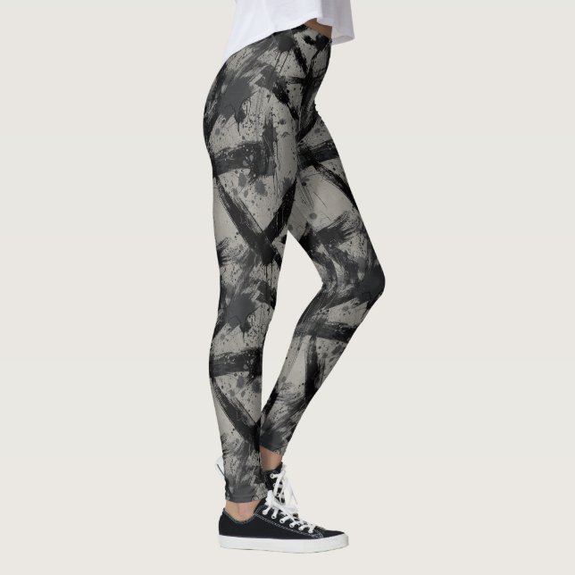 Grunge Distressed Black Streetwear Pattern Leggings (Right)