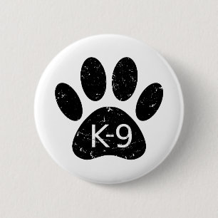 Grunge Distressed Dog Paw K-9 6 Cm Round Badge