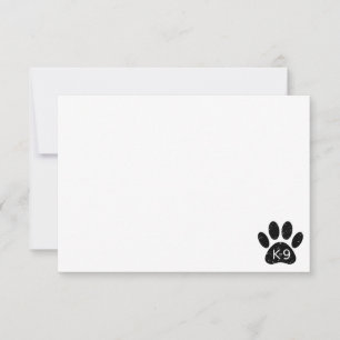 Grunge Distressed Dog Paw K-9 Blank Card