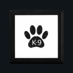 Grunge Distressed Dog Paw K-9 Gift Box<br><div class="desc">A cute cartoon style dog paw print and text with grunge and distressed effect applied to image. Custom gift boxes with K9 theme. Gift idea.</div>