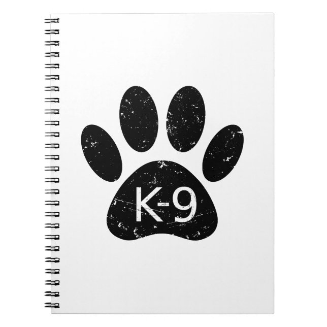 Grunge Distressed Dog Paw K-9 Notebook (Front)
