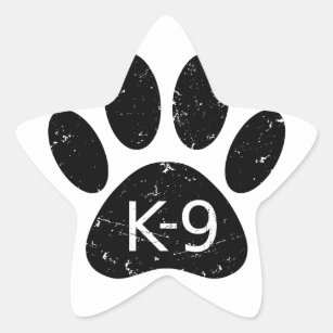 Grunge Distressed Dog Paw K-9 Star Sticker