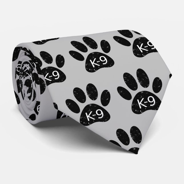 Grunge Distressed Dog Paw K-9 Tie (Rolled)
