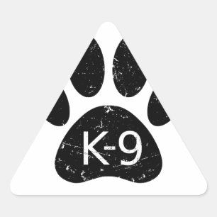 Grunge Distressed Dog Paw K-9 Triangle Sticker