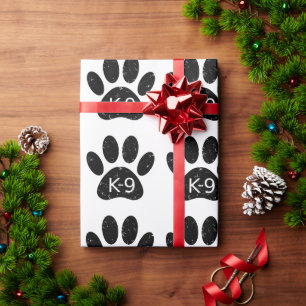 Grunge Distressed Dog Paw K-9 Wrapping Paper