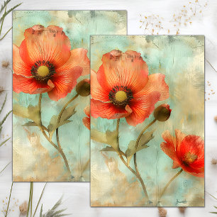 GRUNGE DISTRESSED FLORAL DECOUPAGE TISSUE PAPER