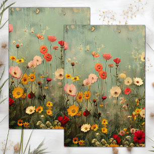 GRUNGE DISTRESSED FLORAL DECOUPAGE TISSUE PAPER