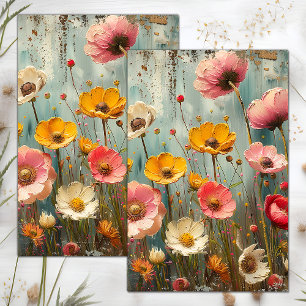 GRUNGE DISTRESSED FLORAL DECOUPAGE TISSUE PAPER