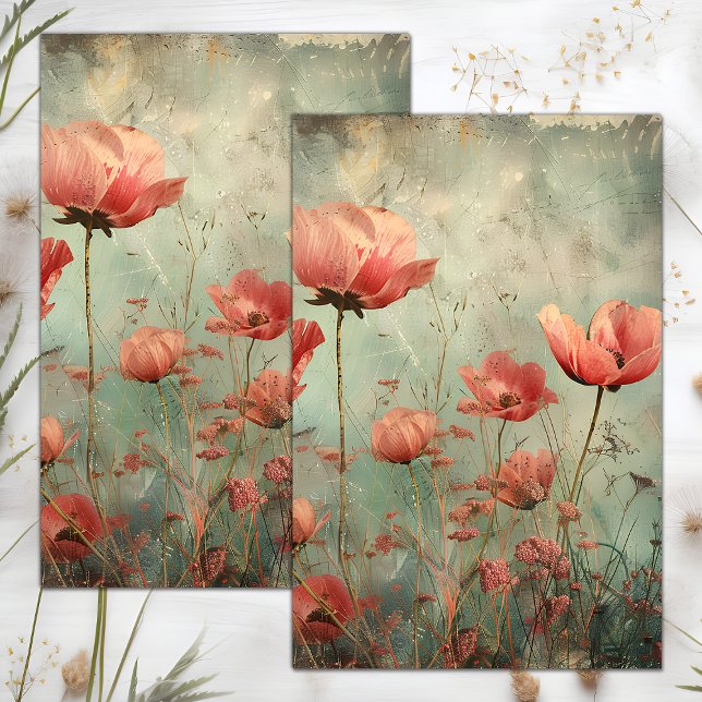 GRUNGE DISTRESSED FLORAL DECOUPAGE TISSUE PAPER (GRUNGE DISTRESSED FLORAL DECOUPAGE TISSUE PAPER)