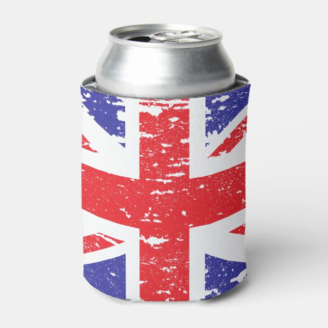 Grunge Distressed UK United Kingdom Flag Can Cooler (Can Front)