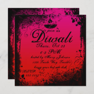 Grunge Diwali Deepa Pink and Orange Invitation