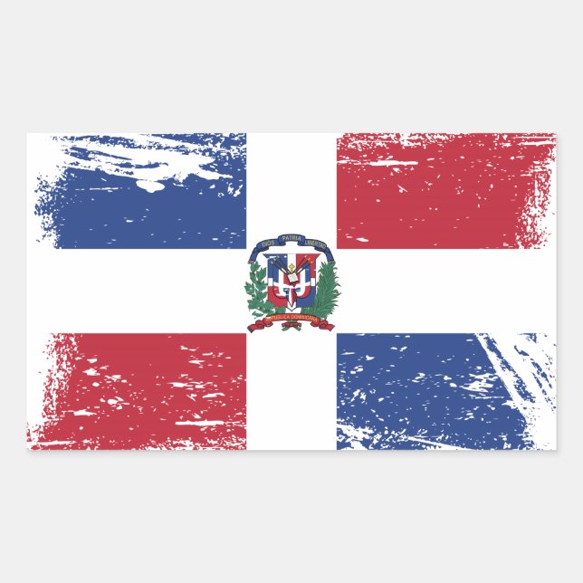 Grunge Dominican Republic Flag Rectangular Sticker (Front)