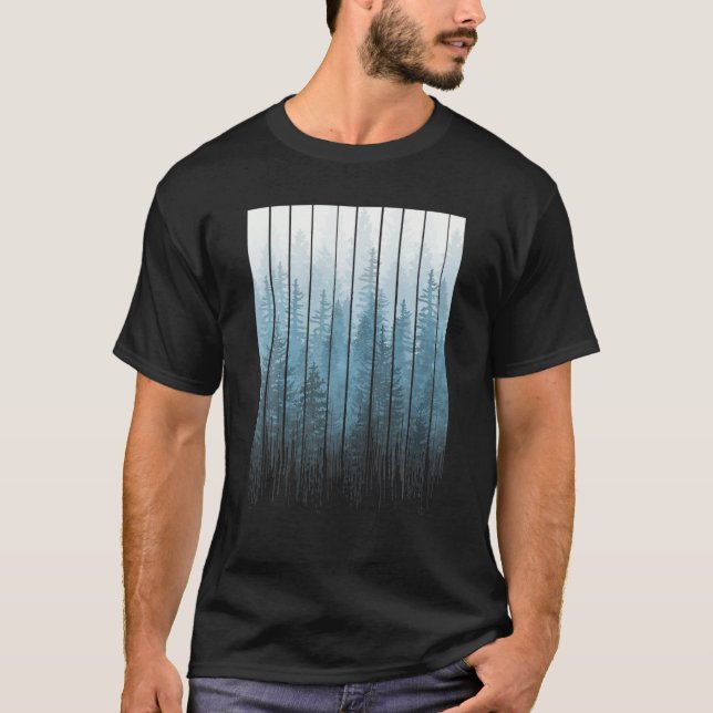 Grunge Dripping Turquoise Misty Forest T-Shirt (Front)