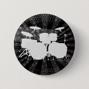 Grunge Drums Black Burst 6 Cm Round Badge
