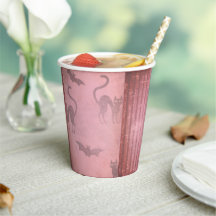 Grunge dusty pink bats cats stripes Halloween