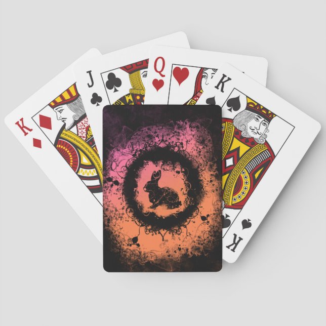 Grunge Easter Bunny Playing Cards (Back)