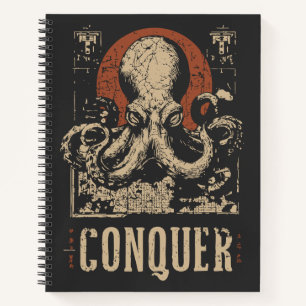 Grunge Eastern Octopus Sea Creature Portrait Notebook