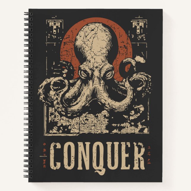 Grunge Eastern Octopus | Sea Creature Portrait Notebook (Front)