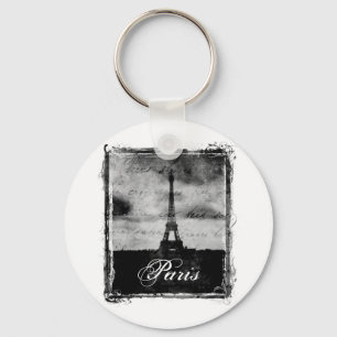 Grunge Edge Textured Paris Key Ring