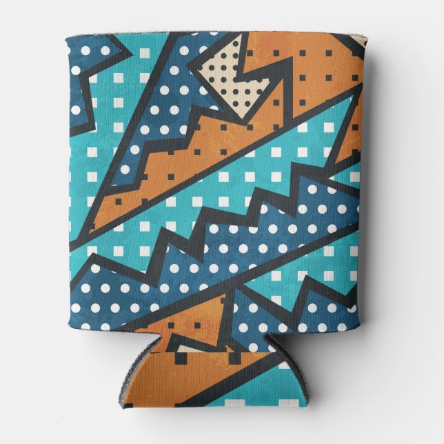 Grunge Effect Vintage Cloth Pattern Can Cooler (Front)