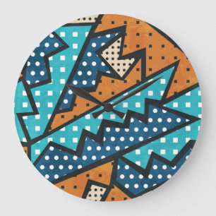 Grunge Effect Vintage Cloth Pattern Large Clock
