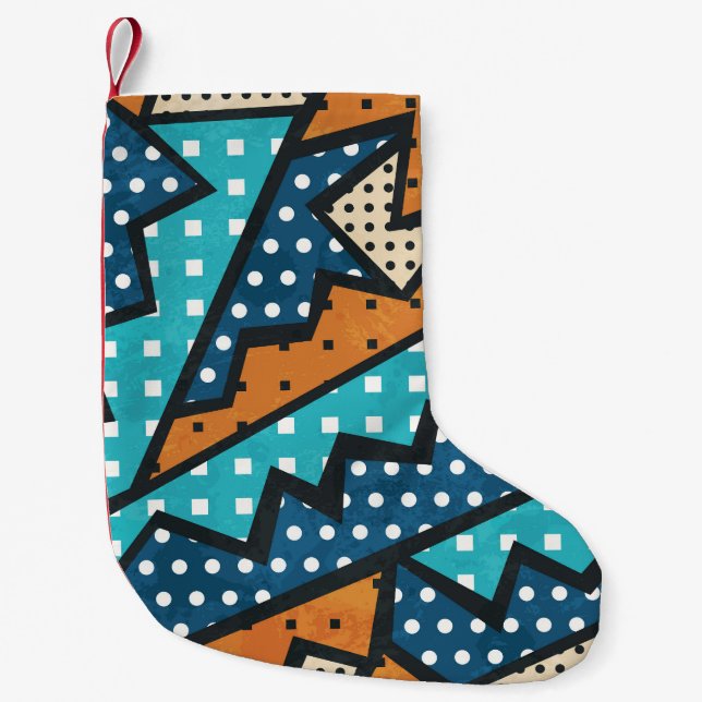 Grunge Effect Vintage Cloth Pattern Small Christmas Stocking (Front)