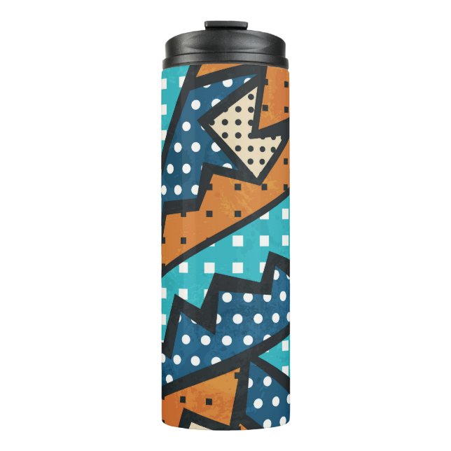 Grunge Effect Vintage Cloth Pattern Thermal Tumbler (Front)