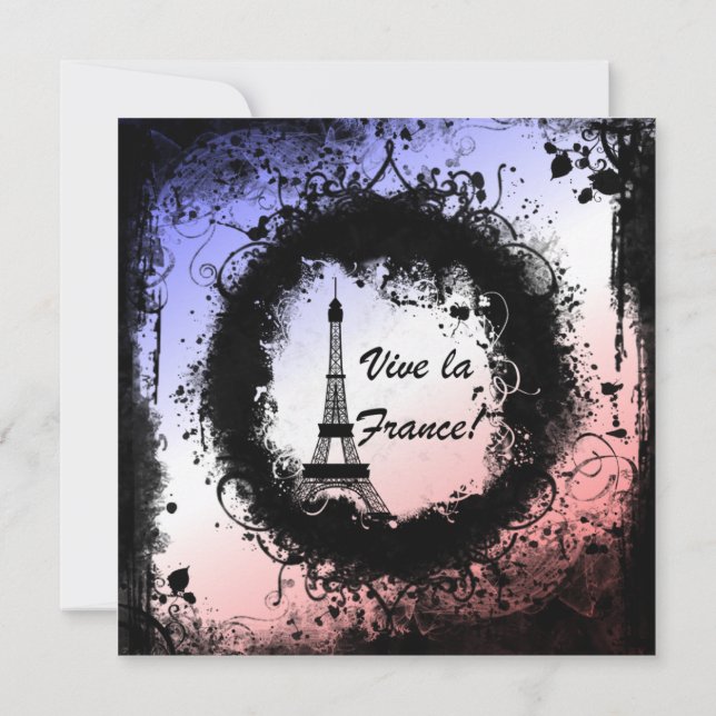 Grunge Eiffel Tower Invitation (Back)