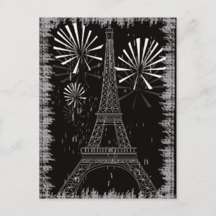 grunge eiffel tower postcard