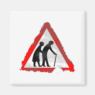 Grunge Elderly People Sign Magnet