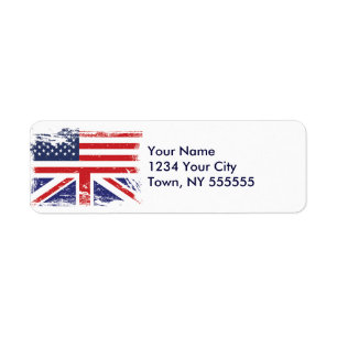 Grunge English American Flag 2 Return Address Label