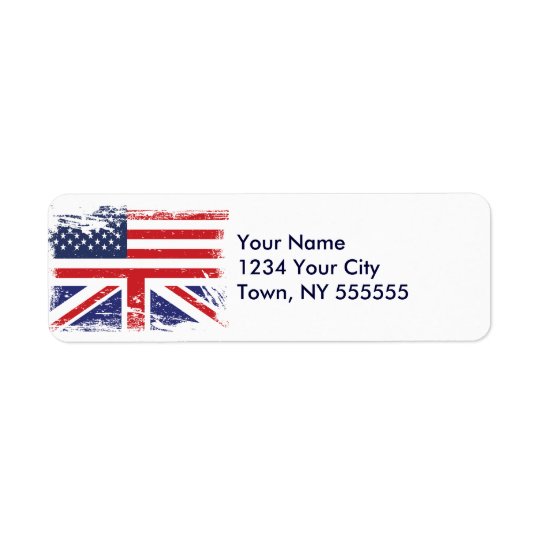 Grunge English American Flag 2 Return Address Label