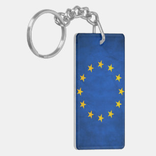 Grunge European Union Flag Key Ring