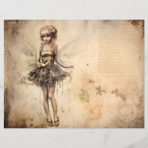 Grunge Fairy Scrapbook Paper