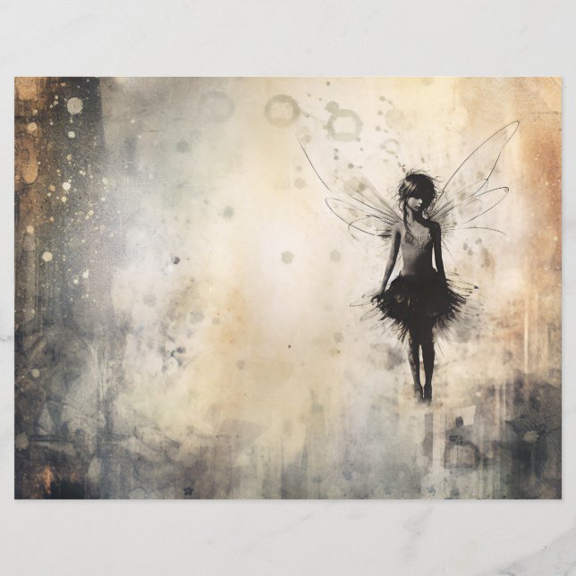 Grunge Fairy Scrapbook Paper (Back)