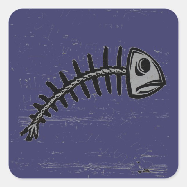 grunge fishbone square sticker (Front)