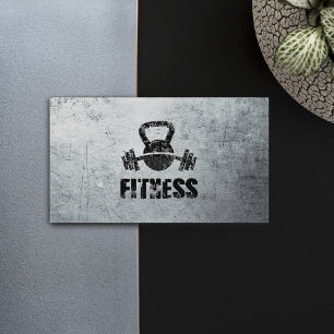 Grunge Fitness Personal Trainer Kettlebell Barbell Business Card