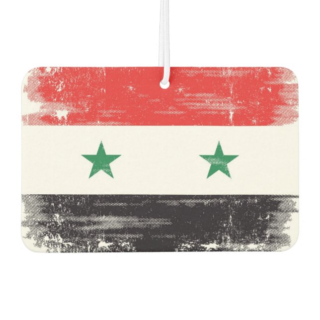 Grunge Flag of Syria. Car Air Freshener (Front)