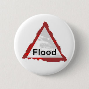 Grunge Flood Sign 6 Cm Round Badge