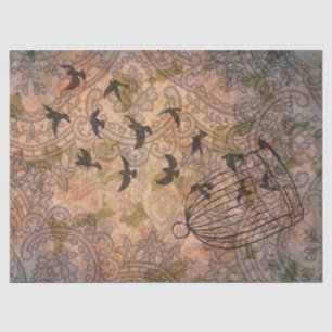 Grunge Floral Birdcage Vintage Lace Tissue Paper