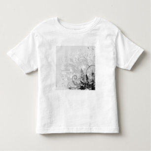 Grunge Floral Design - Light Grey B&W Toddler T-Shirt