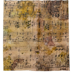 Grunge Floral Music Vintage Botanical Shower Curtain