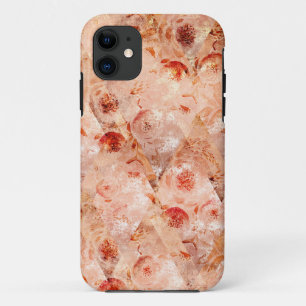 Grunge floral pattern. Coral background.  iPhone 11 Case