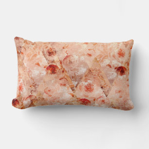 Grunge floral pattern. Coral background. Lumbar Cushion