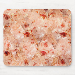 Grunge floral pattern. Coral background. Mouse Pad