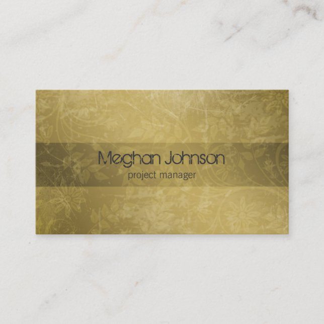 Grunge Floral Sepia Trendy Business Card (Front)