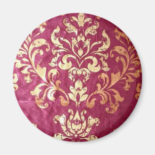 grunge floral Victorian Gold Burgundy damask Magnet