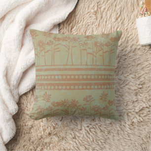 Grunge Flower Border Brown Cushion