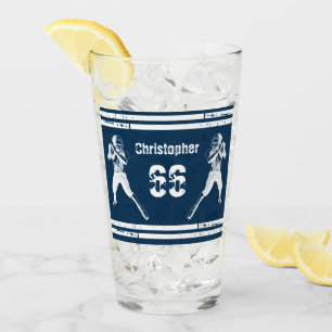 Grunge Football Quarterback Blue and White Glass